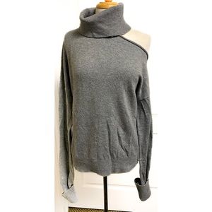 Paige Raundi Sweater Grey Turtleneck Sweater with Open Shoulder